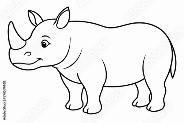 Fototapeta Funny Rhino Vector Illustration Cartoons, Clipart, and Line Art Design on White Background, Playful funny rhino vector design, perfect for cartoons, clipart, and line art on white background