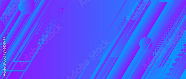 Fototapeta abstract blue tech background with gradient lines. vector illustration