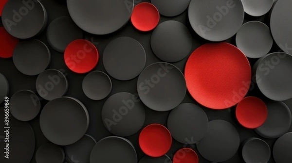 Fototapeta Abstract Bacground Black circles one red