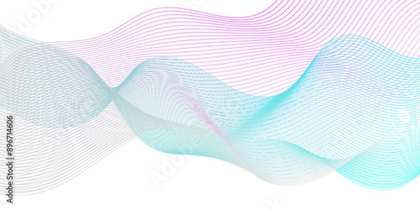 Fototapeta Abstract pink, white light blend paper wave line. abstract gradient and white wave curve creative technology flowing particles lines background. Modern flowing wave lines glowing moving sound. 
