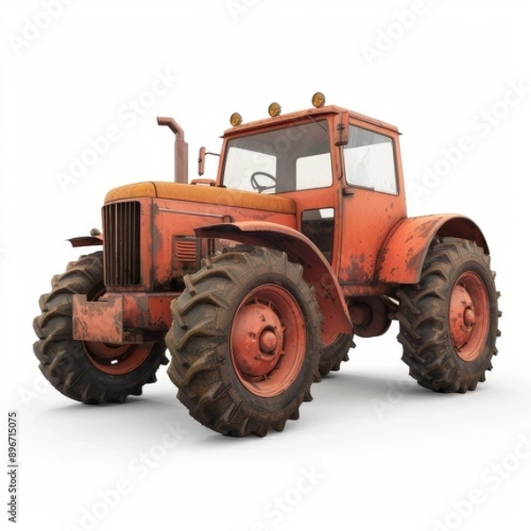 Fototapeta 3D render tractor isolated on white background