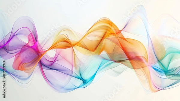 Obraz Colorful abstract waveforms on white background
