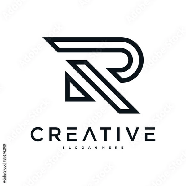 Fototapeta Creative abstract initial letter R logo design. Preamium Vector