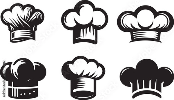 Fototapeta Chef icon set, Black and white vector.