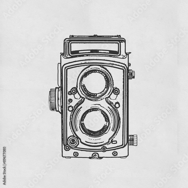 Fototapeta retro camera drawing