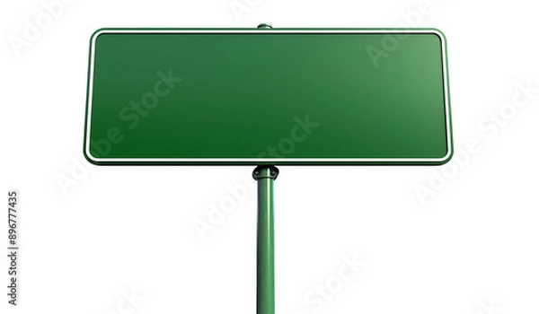 Obraz A blank green road sign on a white backgroun