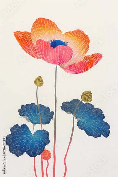 Fototapeta Flowers on a white background simple illustration