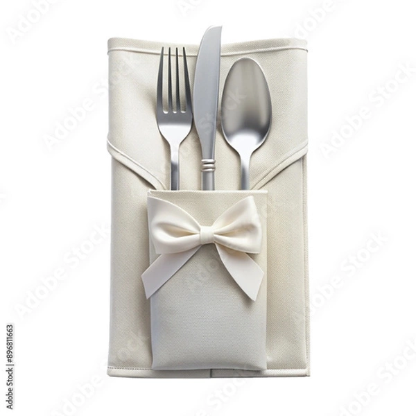 Fototapeta Beautiful High Quality Cutlery Pouch Isolated on Transparent Background