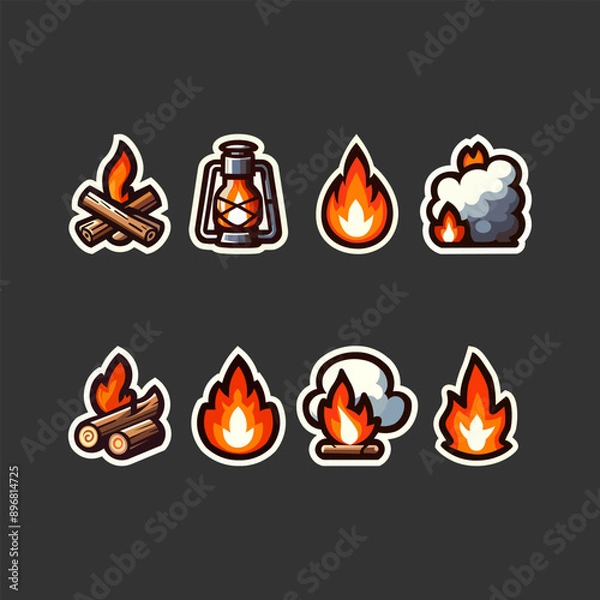 Obraz Illustration of Fire Assets Using Flat Style. This flat design illustration features a simple fire, perfect for a game assets. Bright and cheerful