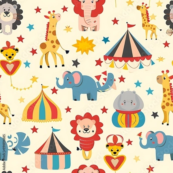 Fototapeta pattern of animal zoo and circus