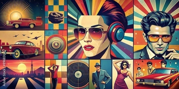 Fototapeta includes elements of good retro pop style image background