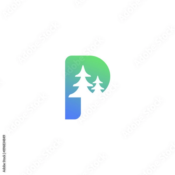 Fototapeta Letter P Pine Logo vector. Pine Icon
