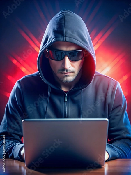 Fototapeta Cyber ​​attacks from hackers on computers and cyber protection from modern software.
