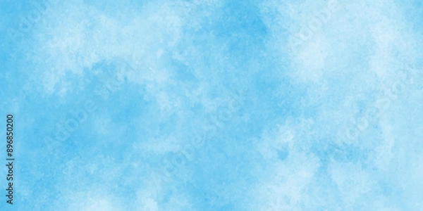 Fototapeta Abstract cloudy blue background with bokeh,Hand painted abstract soft sky blue watercolor sky and clouds,colorful clearing day Good weather and beautiful nature in the morning.