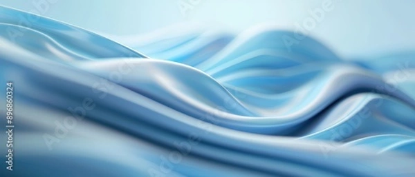 Fototapeta Abstract Waves of Blue Fabric Creating a Serene and Fluid Landscape with Soft Lighting