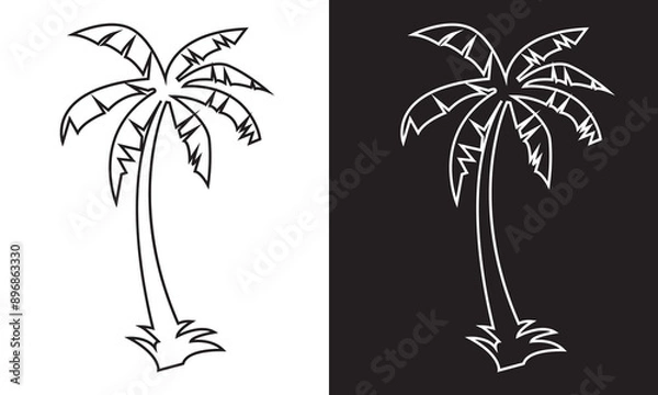 Fototapeta Palm tree silhouette vector illustration. isolated on white and black background. EPS 10
