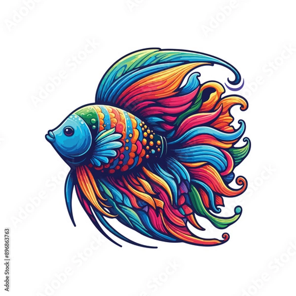 Fototapeta Animal angelfish ocean cartoon vector illustration.