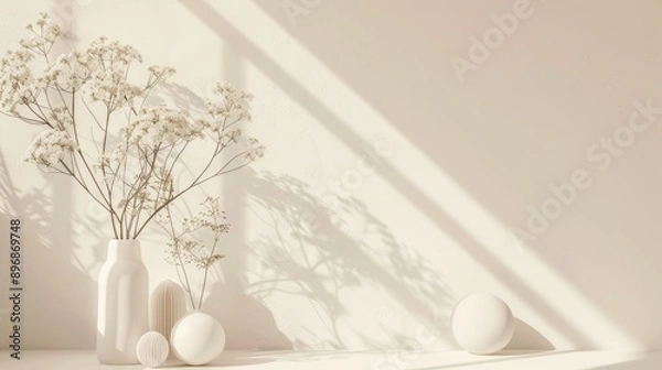 Fototapeta Minimal white decorations with empty space