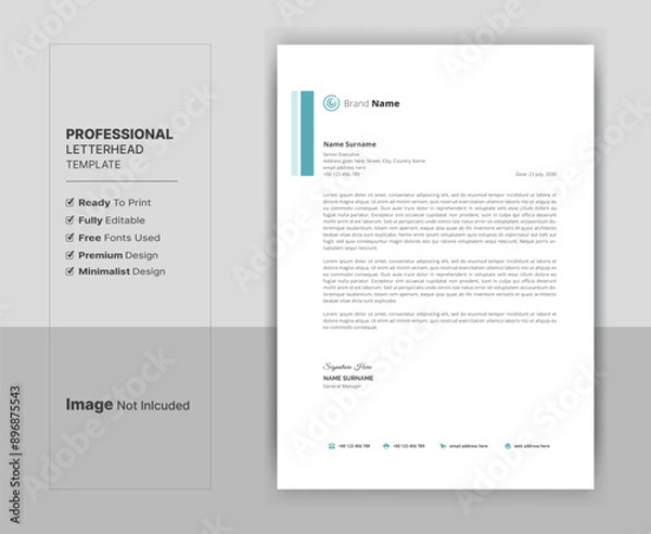 Fototapeta Stationary template. Letterhead format template, business style letterhead design template. Company letterhead template design.	