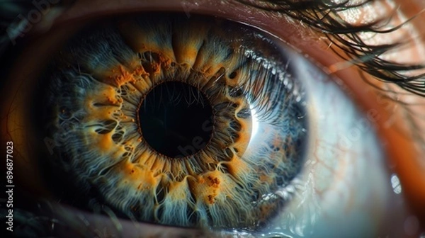 Obraz Close up photo of one side eye, colorful, beauty pupil.