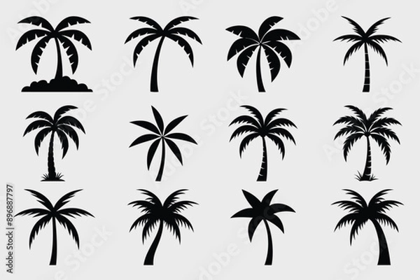 Obraz Minimalist Palm Tree Logo Icon Design Template - Vector Art