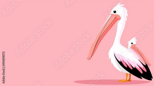 Fototapeta Vibrant pelican illustration designed for eyecatching web banners, perfect for adding charm to your site.