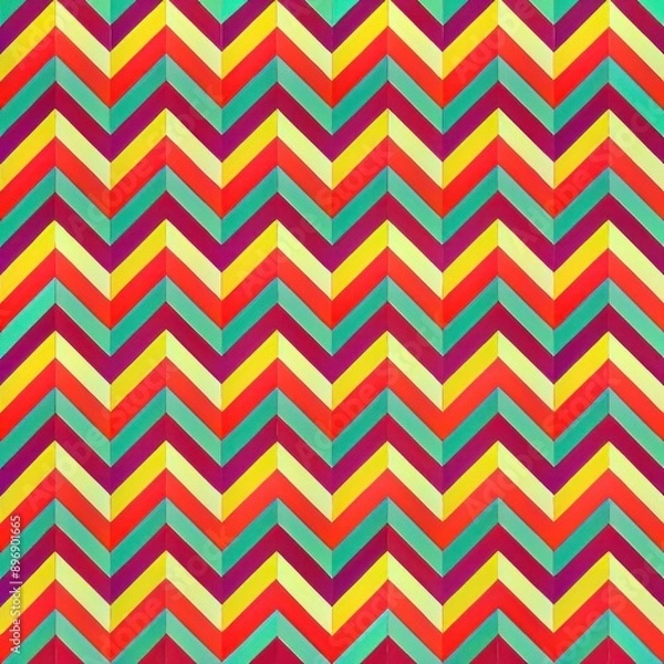Fototapeta Seamless pattern of vivid chevrons and stripes, Generative AI