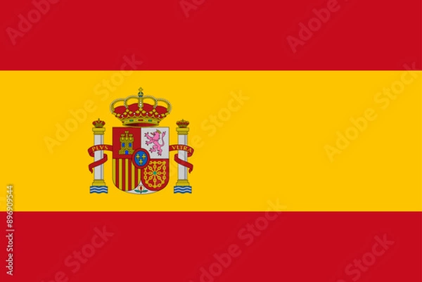 Fototapeta Spain flag official isolated on png or transparent background vector illustration.  