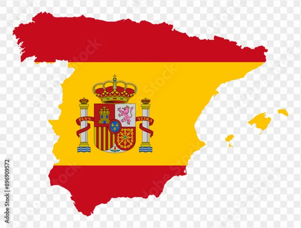 Fototapeta Spain map flag isolated on png or transparent background vector illustration. 