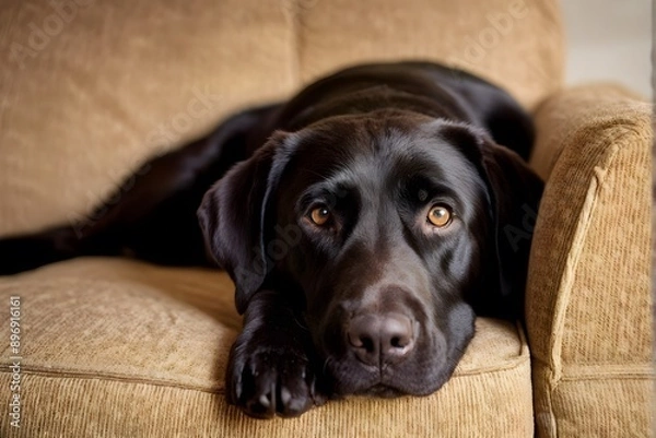 Obraz black labrador retriever looking