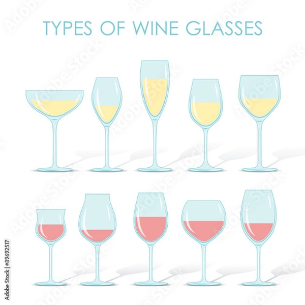 Fototapeta types of wine glasses