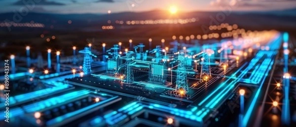 Fototapeta Futuristic Digital Twins of Advanced Electricity Networks for Smart Energy Management