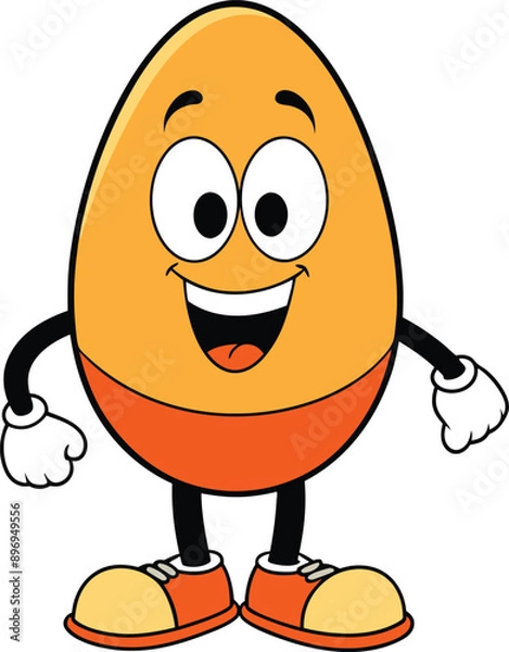 Fototapeta Groovy cartoon. Egg Groovy cartoon vector
