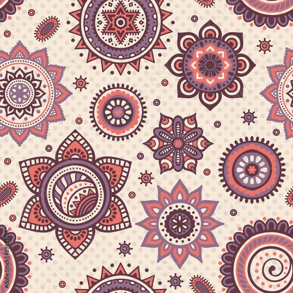Fototapeta Ethnic floral seamless pattern