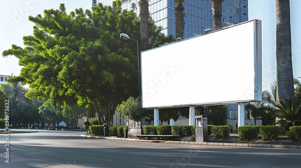 Obraz billboard and copy space on white screen