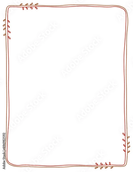 Obraz Simple hand-drawn doodle autumn leaves border fall frame