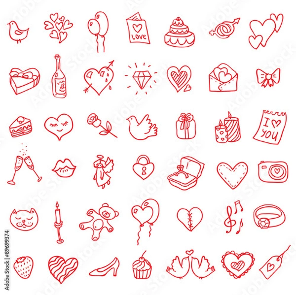 Fototapeta doodle icon set isolated,