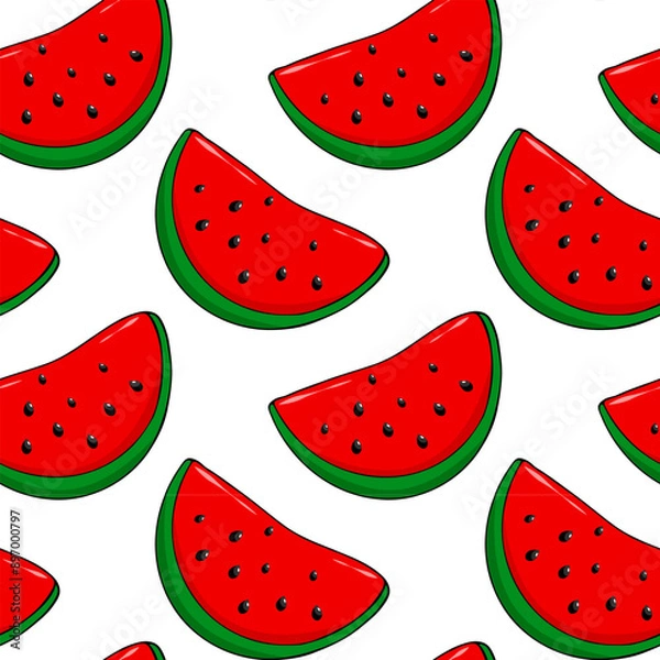 Fototapeta vector seamless pattern with hand drawn watermelon.