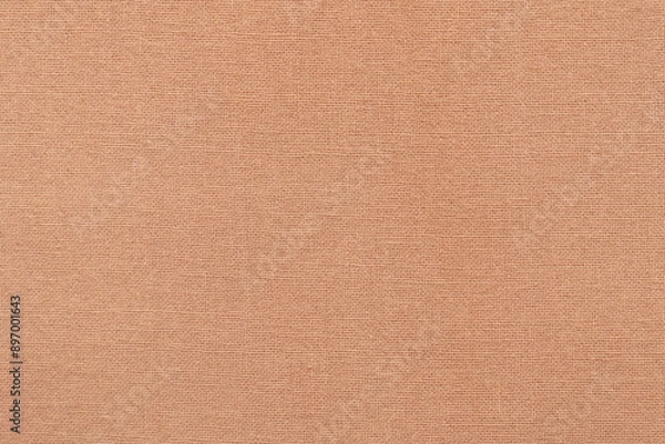Fototapeta Natural brownish-orange linen fabric background, fabric texture