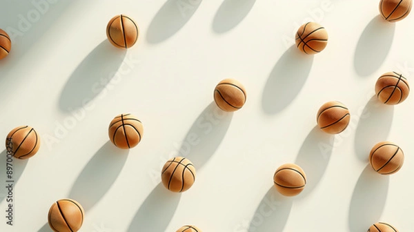 Fototapeta Basket balls pattern with shadows
