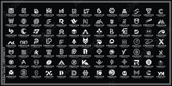 Obraz Set of monogram logo design template abstract letter symbol