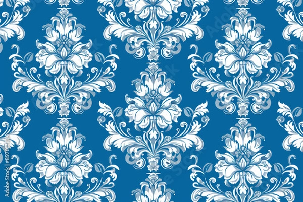 Obraz White and cerulean royal pattern