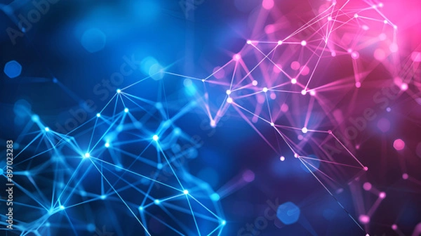 Obraz Big data abstract background,Technology network concept, Futuristic global database visualization, Neon multicolor effect, Abstract background with moving lines and dots,The concept of big data