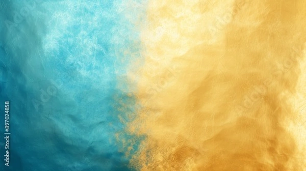 Fototapeta Abstract background featuring a blend of blue and yellow hues, creating a dynamic contrast with a grunge texture. The colors seamlessly transition, evoking a sense of energy and movement