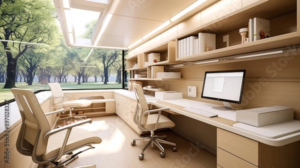 Obraz Modern interior of a high-tech office with a panoramic window