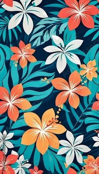 Fototapeta seamless floral pattern on dark background. Vertical photo