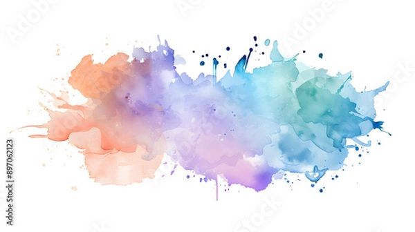 Fototapeta watercolor green. orange and blue splash on a transparent background. The splash is in the style of pink