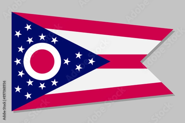 Fototapeta Flag of Ohio, symbol of USA federal state. Full frame of Ohio federal flag with three red and two white horizontal stripes that represent roads and waterways of the state realistic vector illustration
