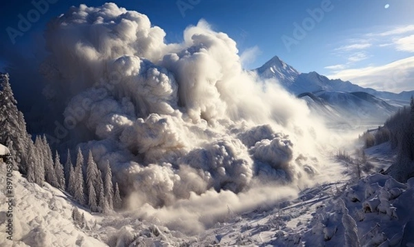 Fototapeta Massive Smoke Plume Emitting From Mountain