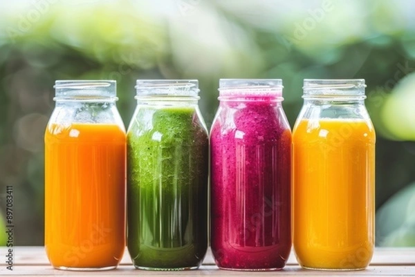 Fototapeta colorful smoothies or fruit juice